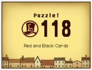 Professor Layton and the Curious Village puzzle 118 - Red and Black Cards