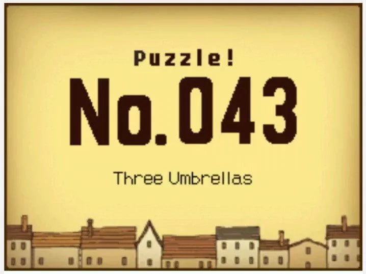 Professor Layton and the Curious Village: Puzzle 043 - Three Umbrellas