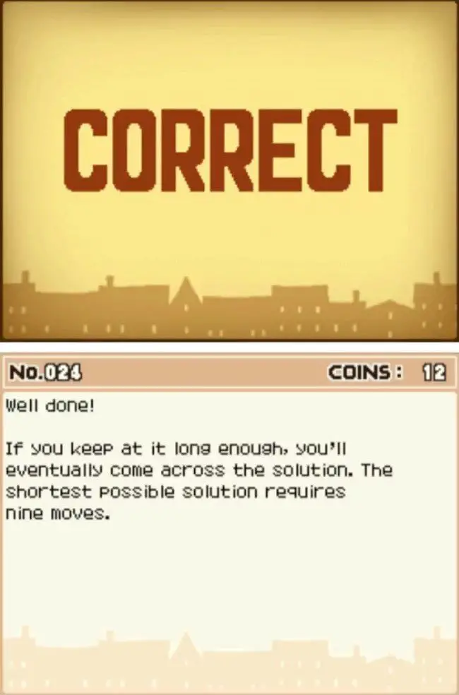 Professor Layton and the Curious Village puzzle 024 - Milk Pitcher Answer Screen
