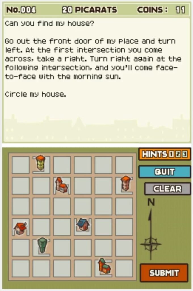Professor Layton and the Curious Village puzzle 004 - Where’s My House? Description
