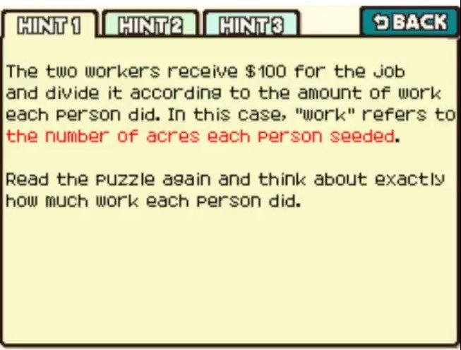 Professor Layton and the Curious Village puzzle 008 - Farm Work Hint 1