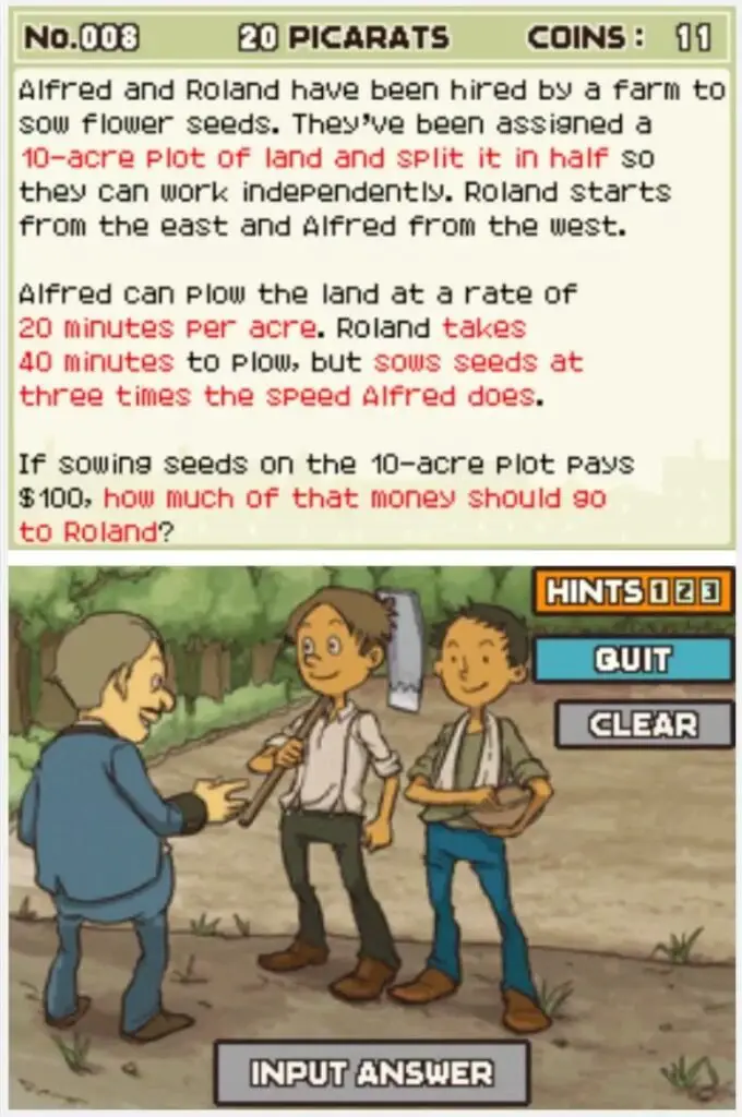 Professor Layton and the Curious Village puzzle 008 - Farm Work Description