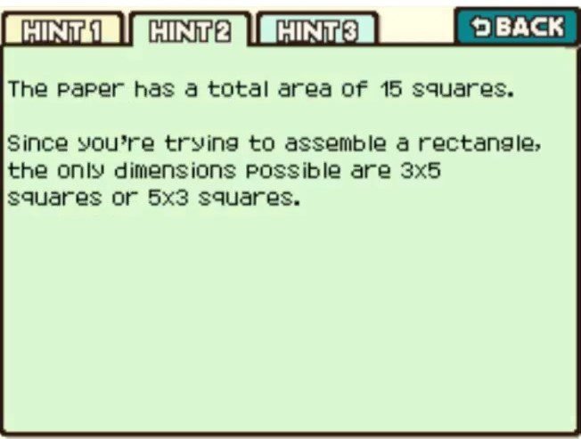 Professor Layton and the Curious Village Puzzle 012 - Make a Rectangle Hint 2