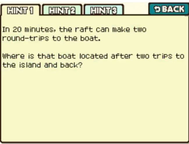 Professor Layton and the Curious Village puzzle 013 - Sinking Ship Hint 1