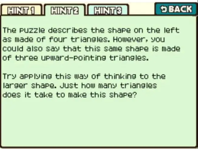 Professor Layton and the Curious Village puzzle 016 - Triangles and Ink Hint 2