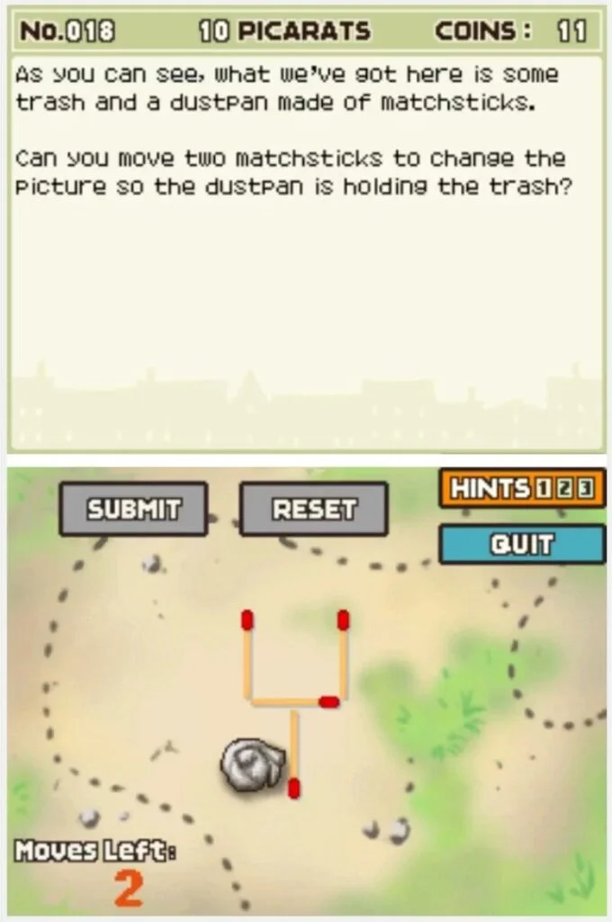 Professor Layton and the Curious Village puzzle 018 - Of Dust and Dustpan Description