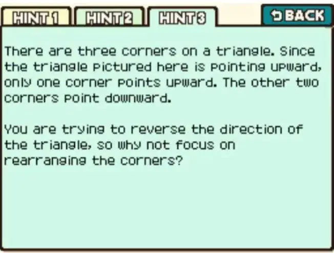Professor Layton and the Curious Village puzzle 025 - Equilateral Triangle Hint 3