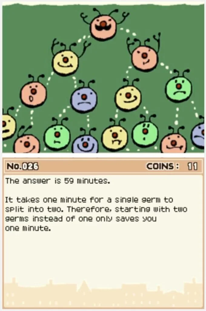 Professor Layton and the Curious Village puzzle 026 - Bottle Full of Germs Answer Screen