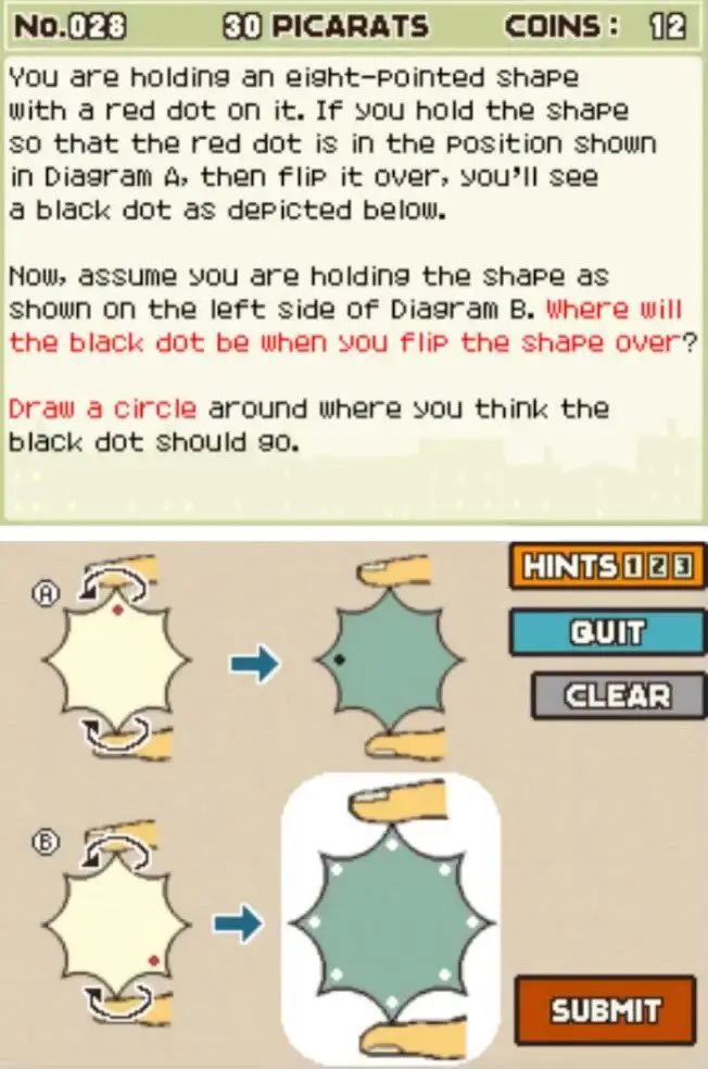 Professor Layton and the Curious Village puzzle 028 - Find the Dot Description