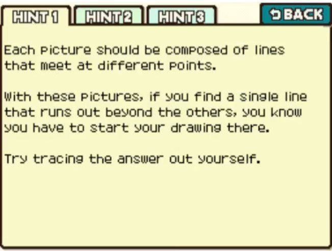Professor Layton and the Curious Village puzzle 030 - One-Line Puzzle 1 Hint 1