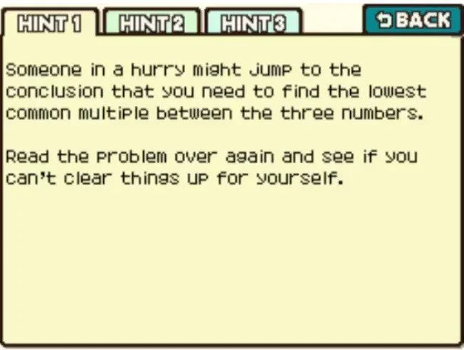 Professor Layton and the Curious Village puzzle 031 - Racetrack Riddle Hint 1