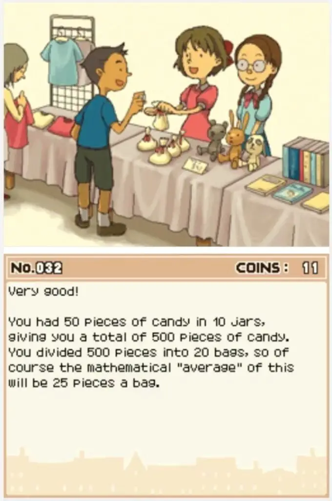 Professor Layton and the Curious Village puzzle 032 - Sweet Jars Answer Screen