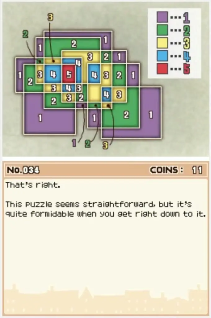 Professor Layton and the Curious Village puzzle 034 - How Many Sheets? Answer Screen