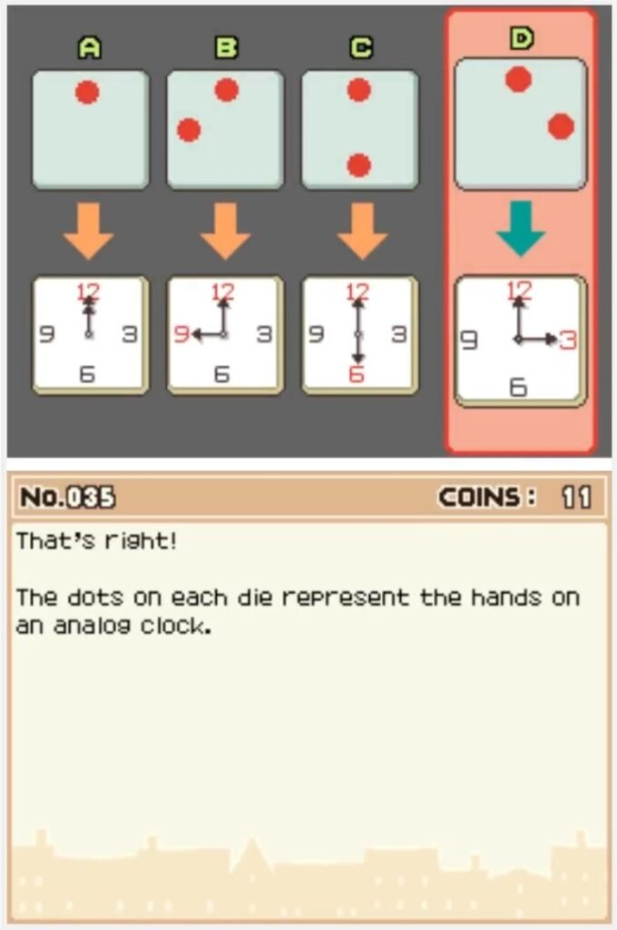 Professor Layton and the Curious Village puzzle 035 - Strange Dots Answer Screen