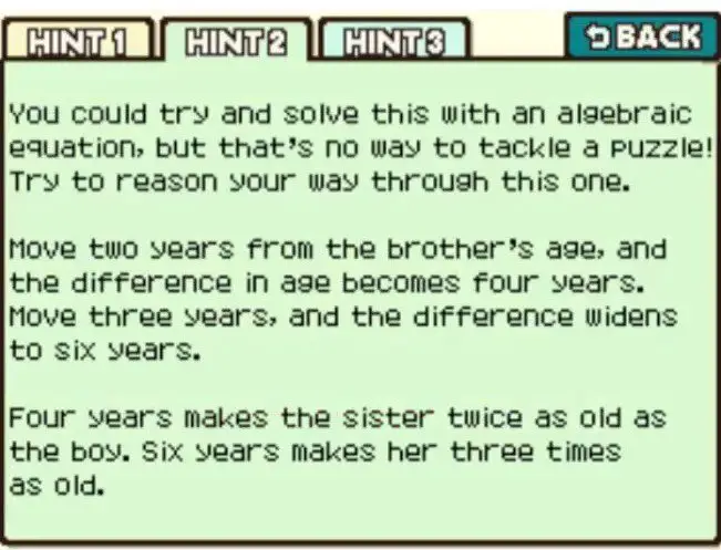 Professor Layton and the Curious Village puzzle 037 - Brother and Sister Hint 2