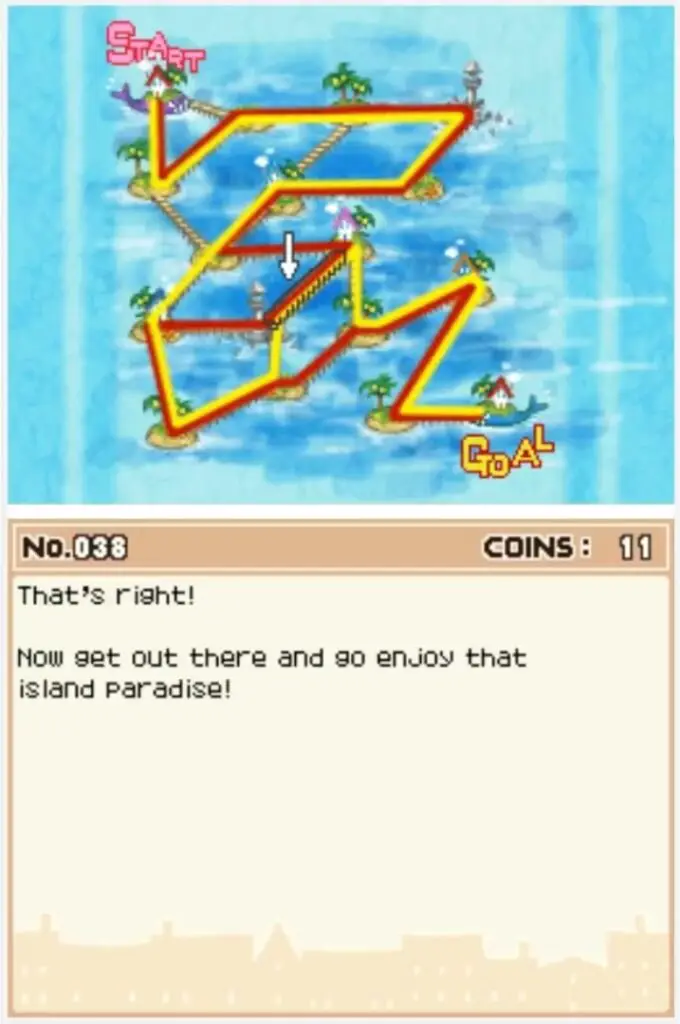 Professor Layton and the Curious Village puzzle 038 - Island Hopping Answer Screen