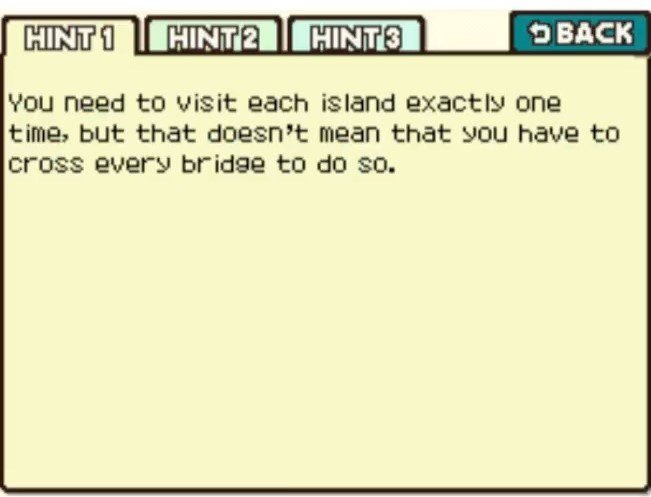 Professor Layton and the Curious Village puzzle 038 - Island Hopping Hint 1