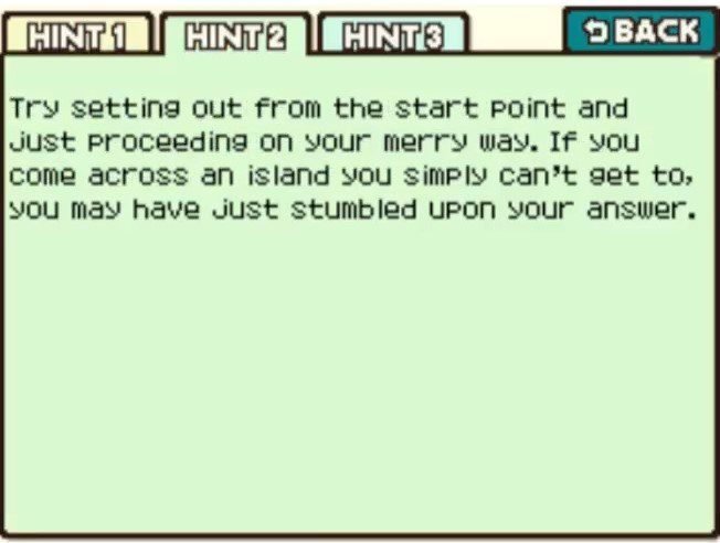 Professor Layton and the Curious Village puzzle 038 - Island Hopping Hint 2