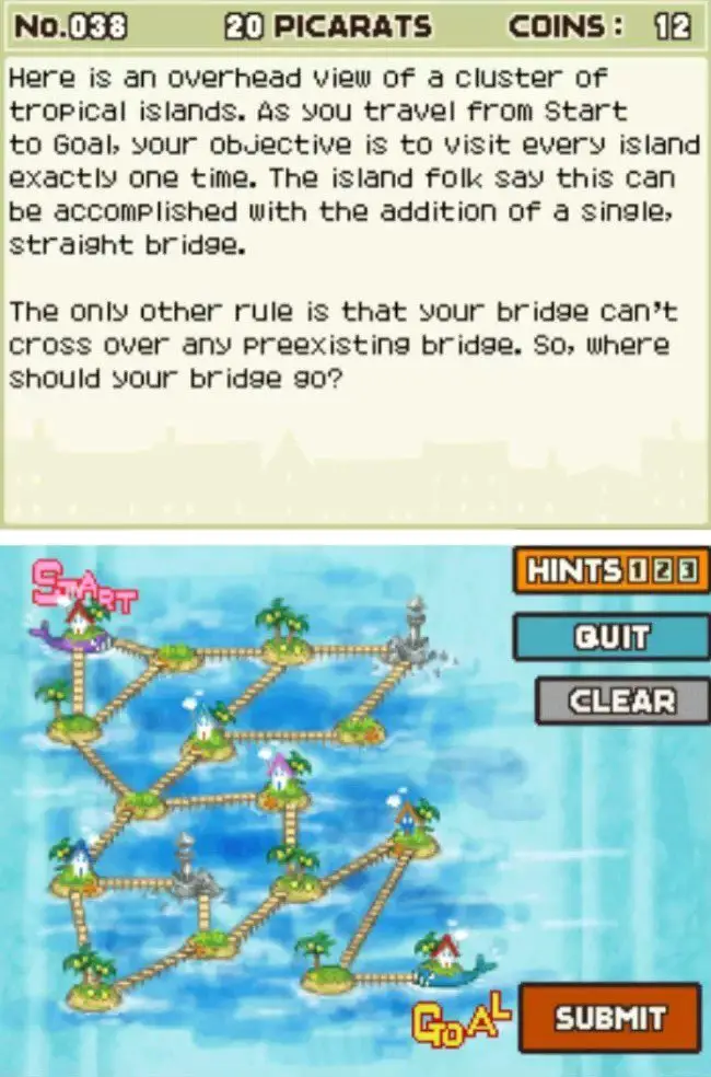 Professor Layton and the Curious Village puzzle 038 - Island Hopping Description