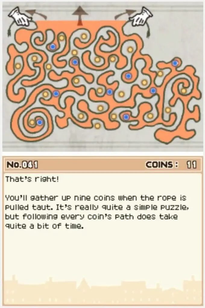 Professor Layton and the Curious Village Puzzle 041 - Spare Change Answer Screen