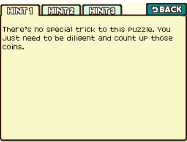 Professor Layton and the Curious Village Puzzle 041 - Spare Change Hint 1