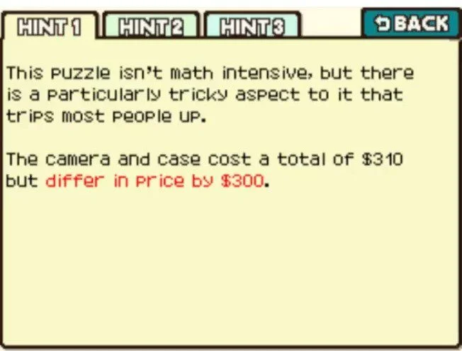 Professor Layton and the Curious Village Puzzle 042 - The Camera and Case Hint 1