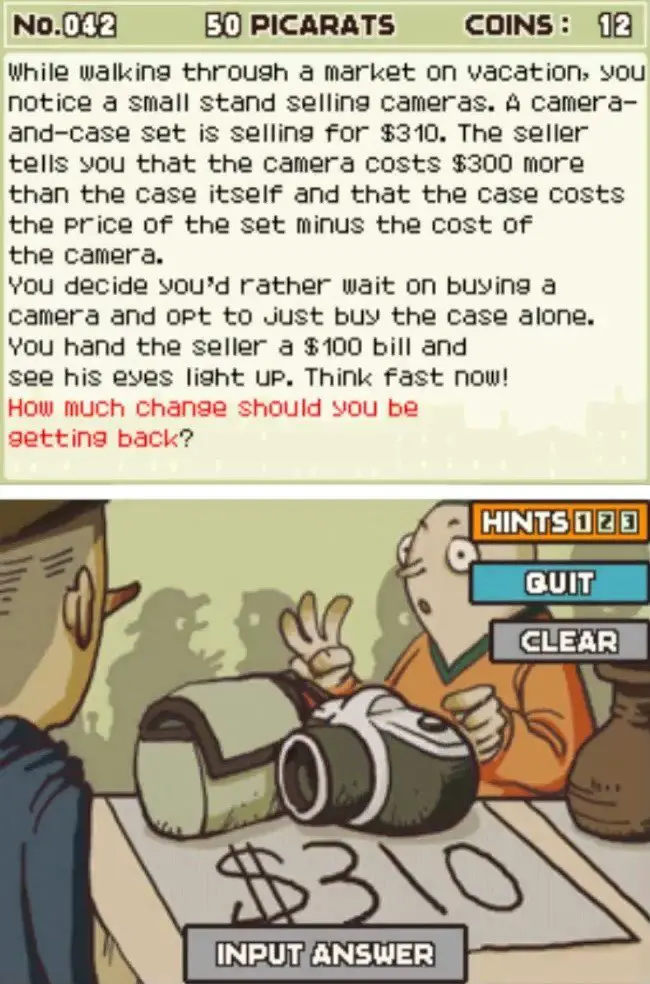 Professor Layton and the Curious Village Puzzle 042 - The Camera and Case Description