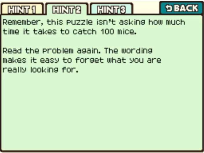 Professor Layton and the Curious Village Puzzle 048 - Cats and Mice Hint 2