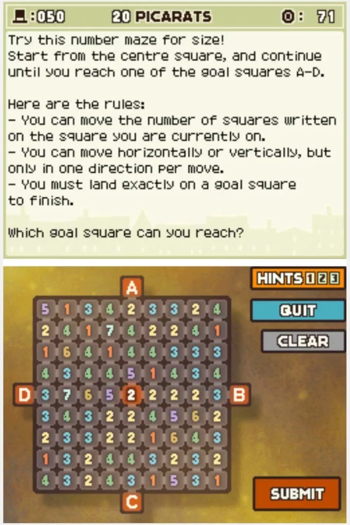 Professor Layton and the Curious Village: Puzzle 50 - Number Maze Overview