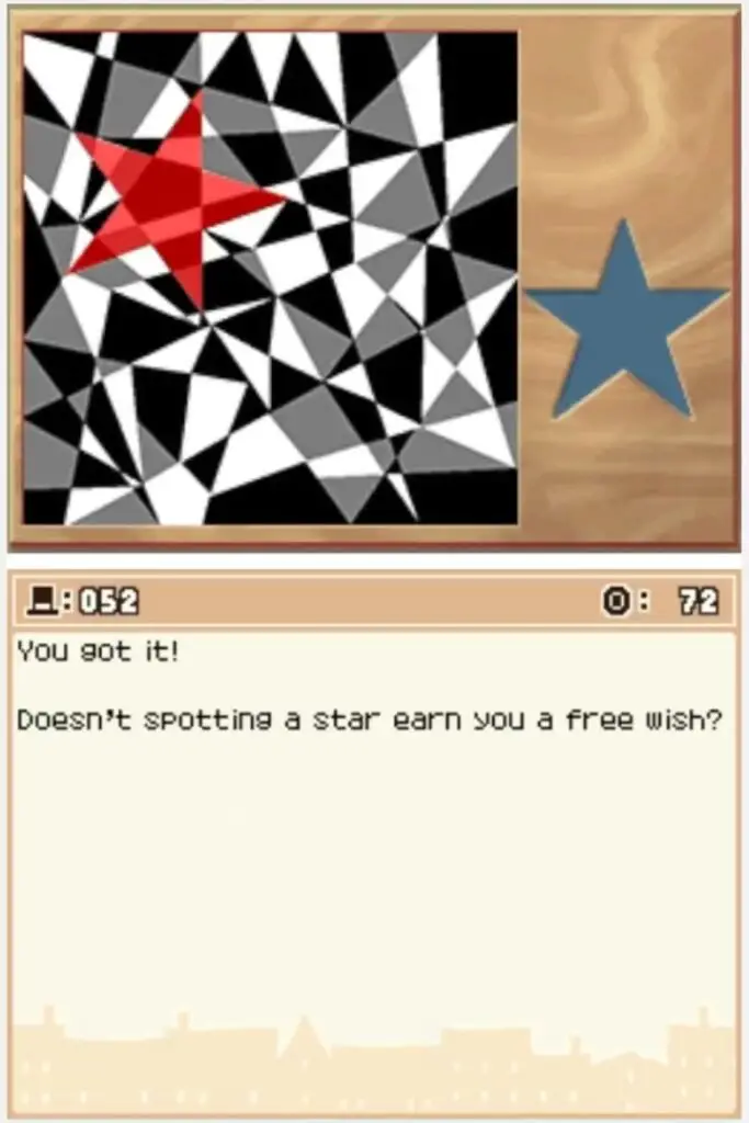 Professor Layton and the Curious Village Puzzle 052 - Find a Star Answer Screen