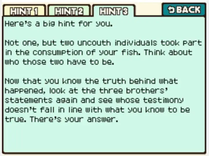 Professor Layton and the Curious Village Puzzle 053 - Fish Thief Hint 3