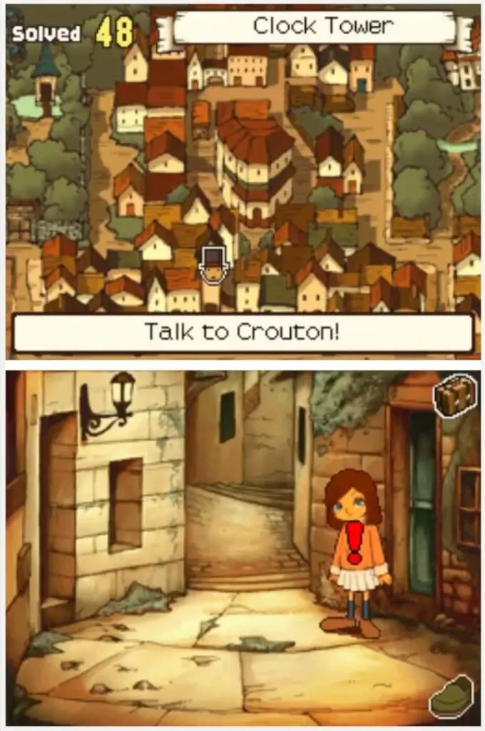 Finding Professor Layton and the Curious Village: Puzzle 043 - Three Umbrellas