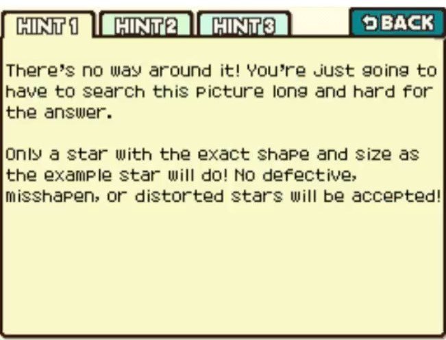 Professor Layton and the Curious Village Puzzle 052 - Find a Star Hint 1