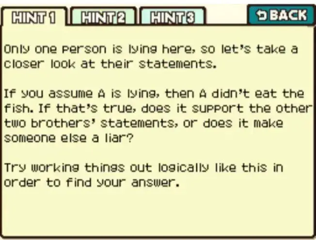 Professor Layton and the Curious Village Puzzle 053 - Fish Thief Hint 1