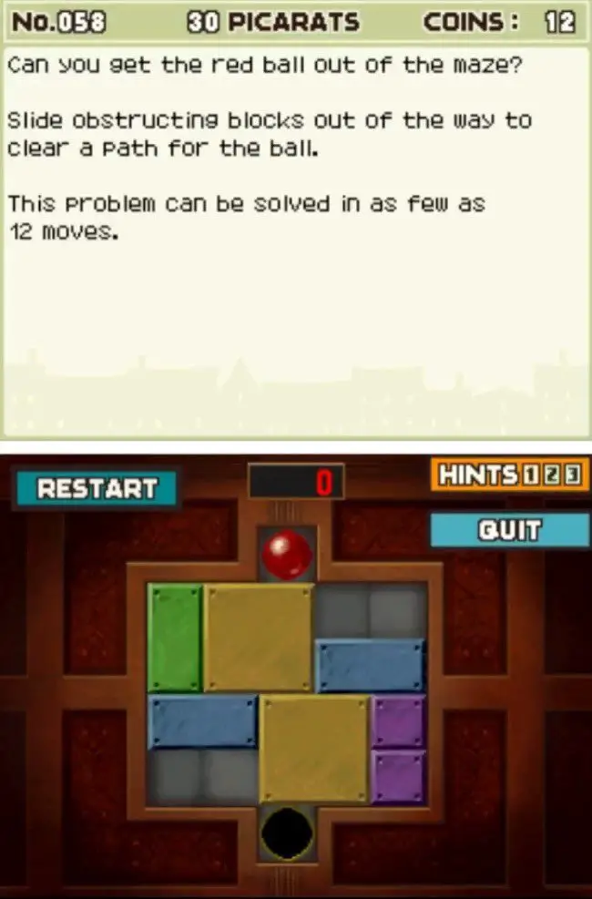 Professor Layton and the Curious Village puzzle 058 - Get the Ball Out! 1 Description