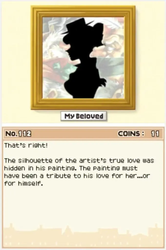 Professor Layton and the Curious Village puzzle 112 - My Beloved Answer Screen