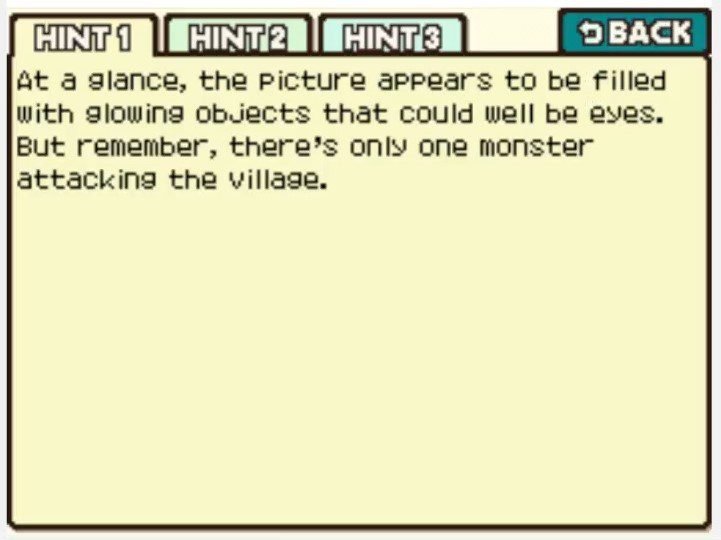 Professor Layton and the Curious Village Puzzle 054 - Monster! Hint 1