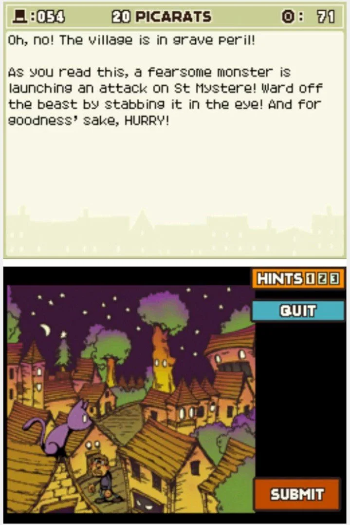 Puzzle overview for Professor Layton and the Curious Village Puzzle 054 - Monster!