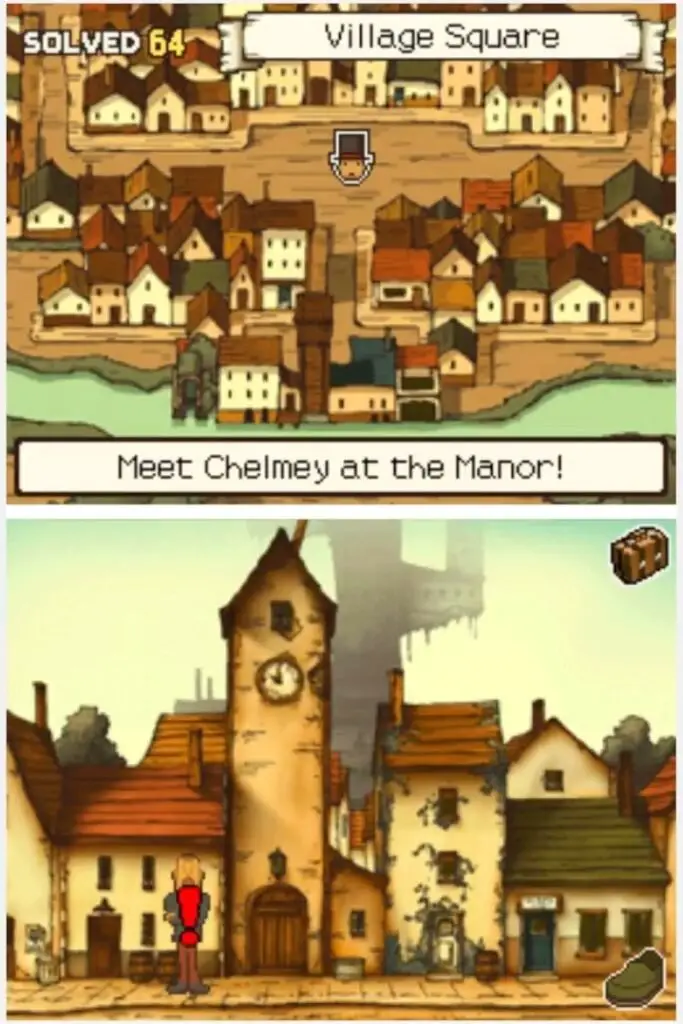 Professor Layton and the Curious Village Puzzle 057 - Cut Which One? Location