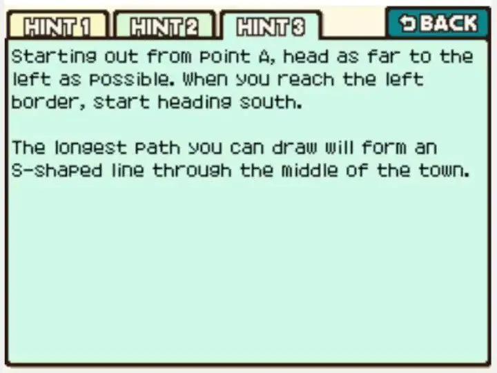 Professor Layton and the Curious Village Puzzle 059 - The Longest Path Hint 3