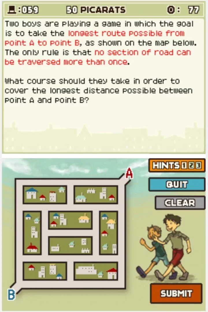 Puzzle overview for Professor Layton and the Curious Village Puzzle 059 - The Longest Path