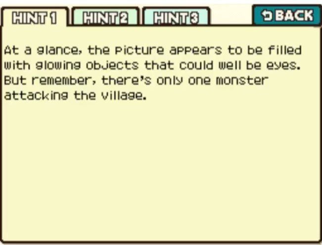 Professor Layton and the Curious Village Puzzle 054 - Monster! Hint 1