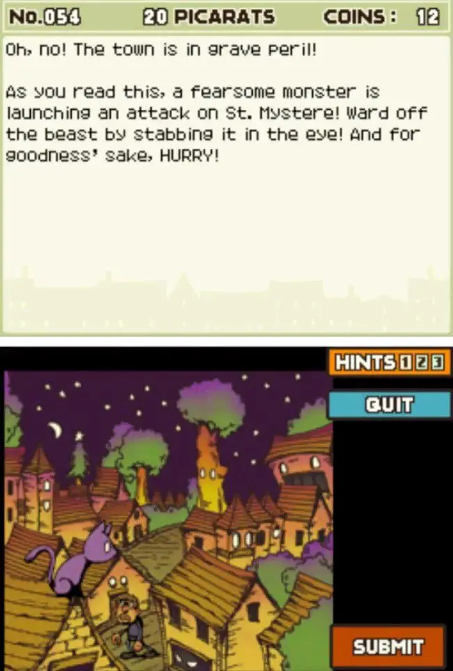 Puzzle overview for Professor Layton and the Curious Village Puzzle 054 - Monster!