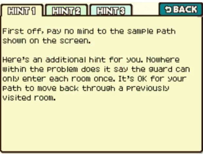 Professor Layton and the Curious Village Puzzle 056 - The Lazy Guard Hint 1