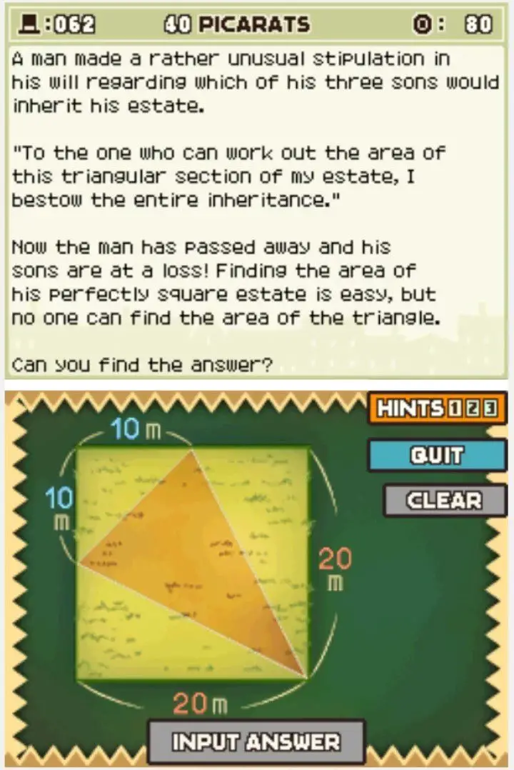 Puzzle overview for Professor Layton and the Curious Village: Puzzle 062 - A Tricky Inheritance