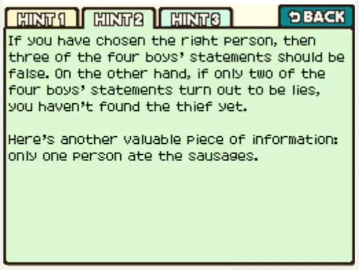 Professor Layton and the Curious Village Puzzle 071 - Sausage Thief Hint 2