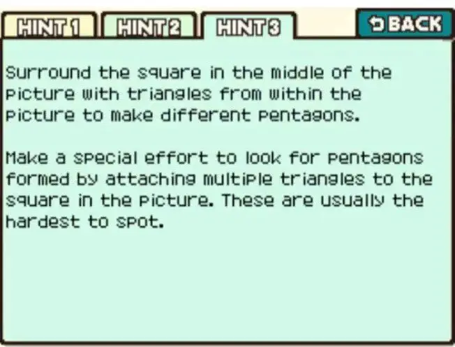 Professor Layton and the Curious Village Puzzle 068 - Find the Pentagons Hint 3