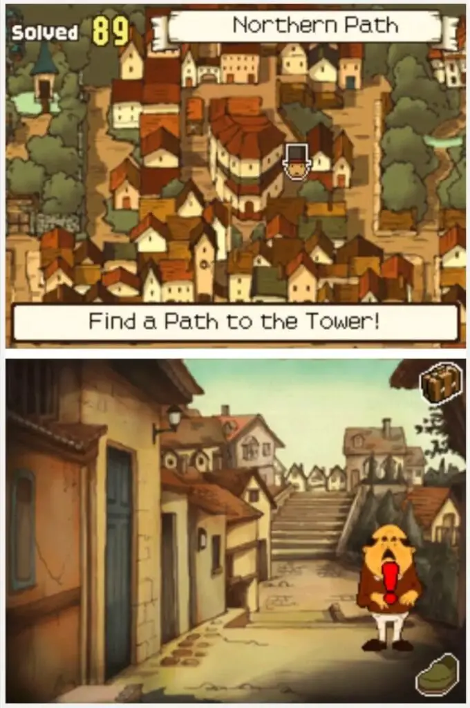 Professor Layton and the Curious Village Puzzle 068 - Find the Pentagons Location