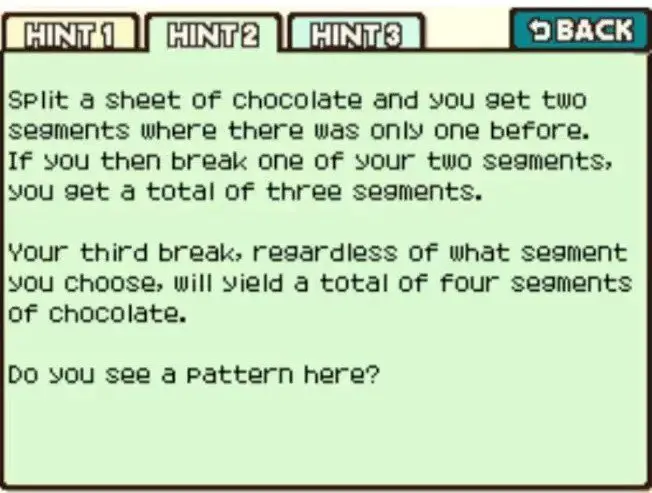 Professor Layton and the Curious Village Puzzle 069 - Chocolate Puzzle Hint 2