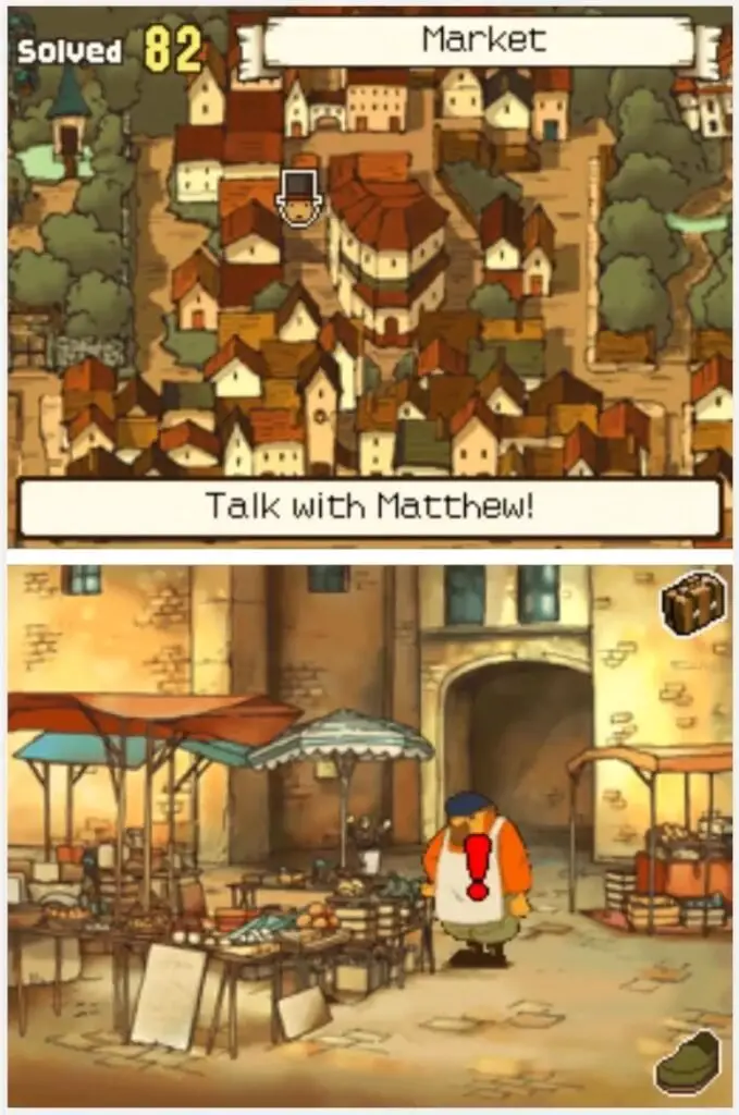 Professor Layton and the Curious Village Puzzle 071 - Sausage Thief Location